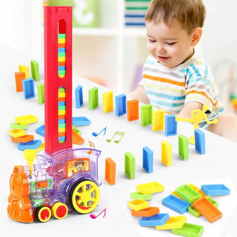 Colorful Automatic Domino Block Train Set