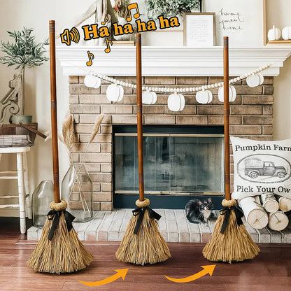 Spooky Floating Broom Decor - Fesara