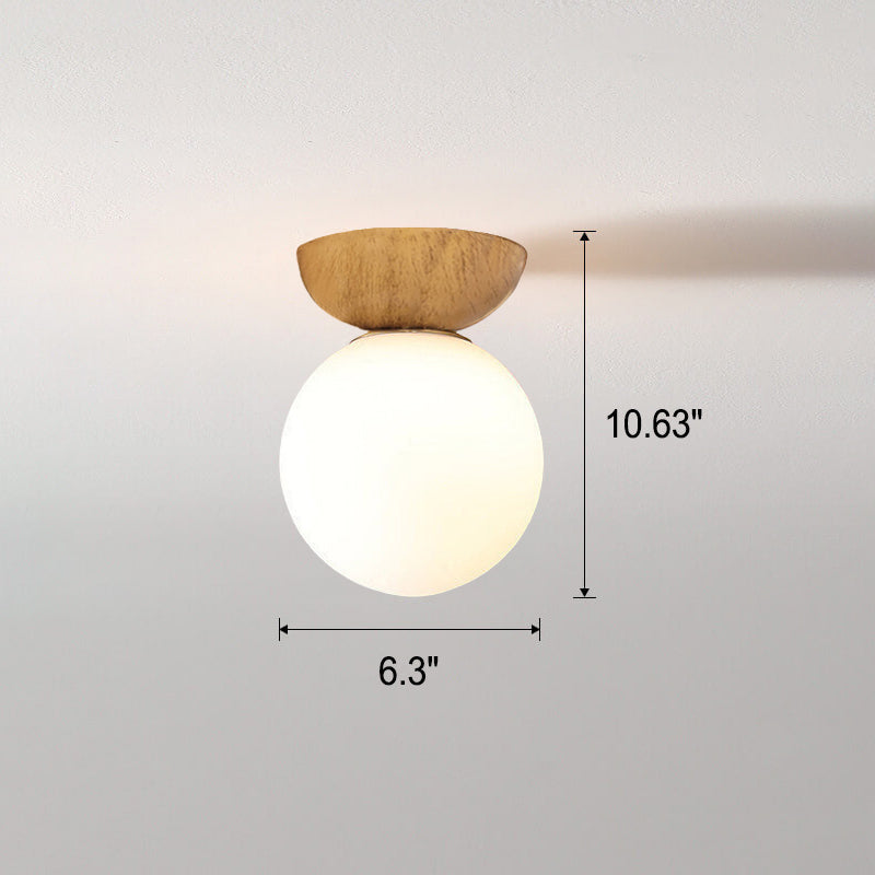Rustic Wooden Pendant Globe Ceiling Lamp