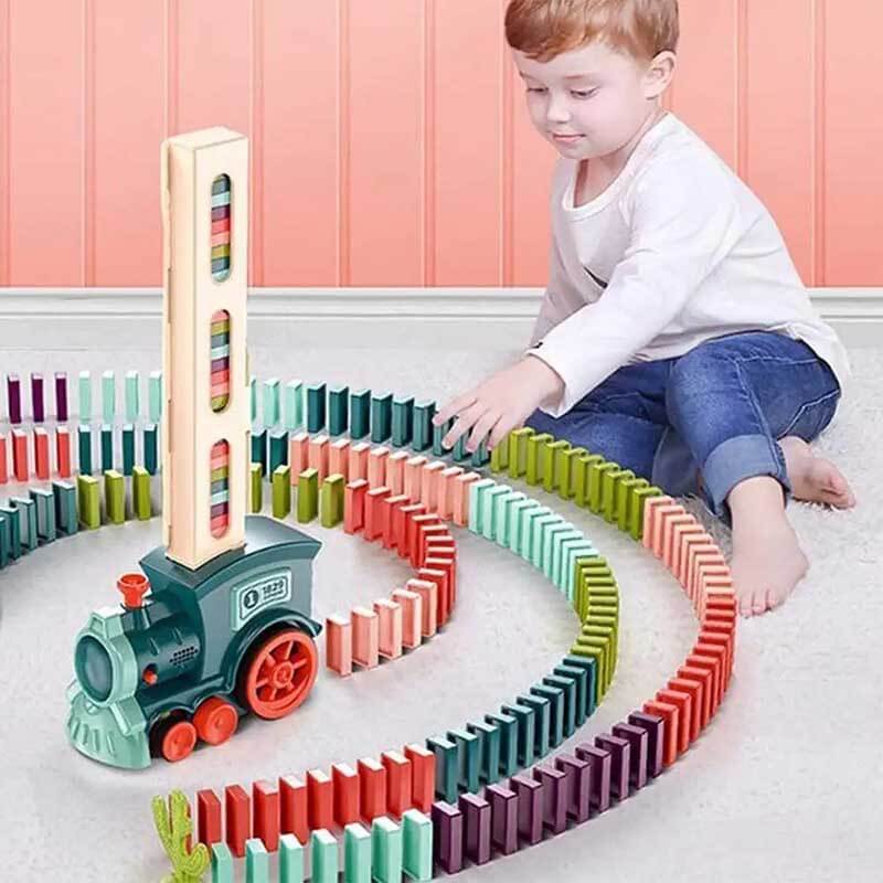 Colorful Automatic Domino Block Train Set