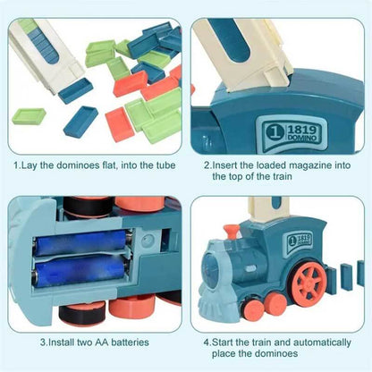 Colorful Automatic Domino Block Train Set