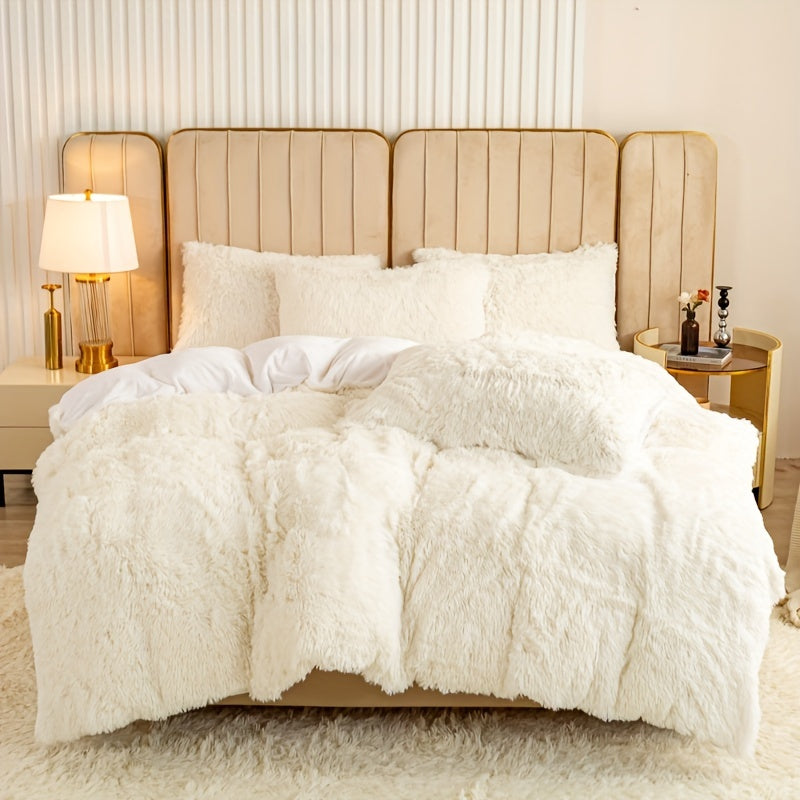 Cozy Fesara Plush Duvet Cover Set with Zipper