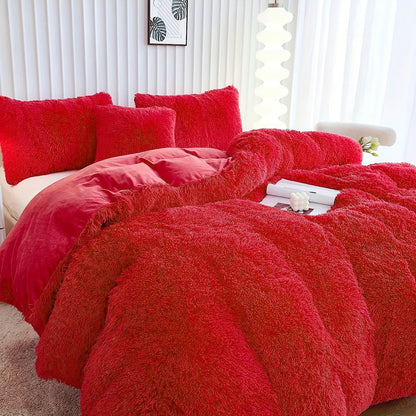 Cozy Fesara Plush Duvet Cover Set with Zipper