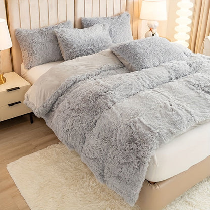 Cozy Fesara Plush Duvet Cover Set with Zipper