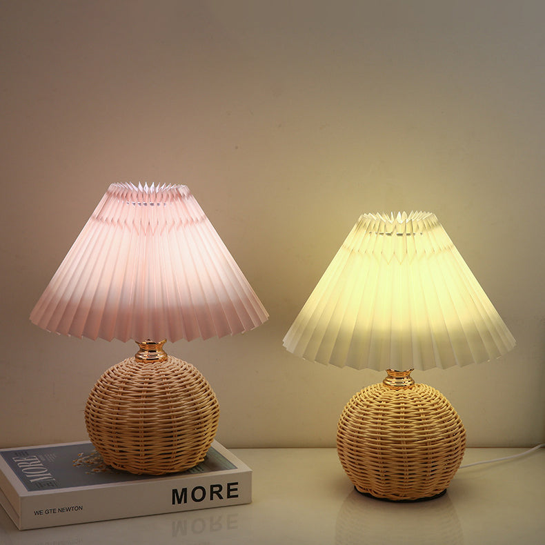 Natural Woven Shade Modern LED Desk Lamp