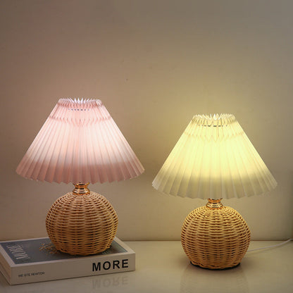 Natural Woven Shade Modern LED Desk Lamp