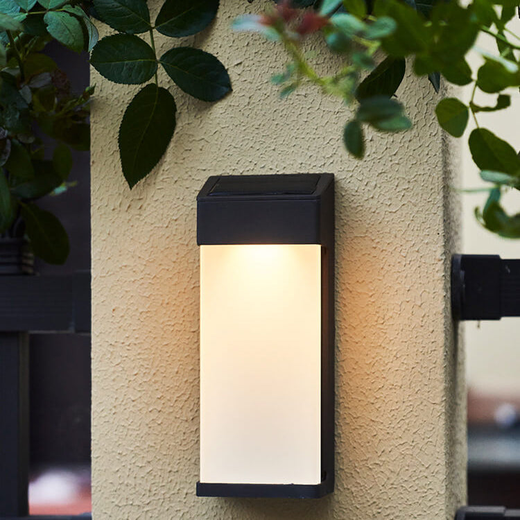 Contemporary White Glass Outdoor Solar Lamp