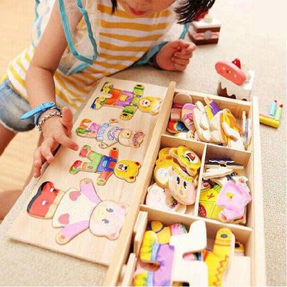 Fun Wooden Dress Up Bear Puzzle Toy