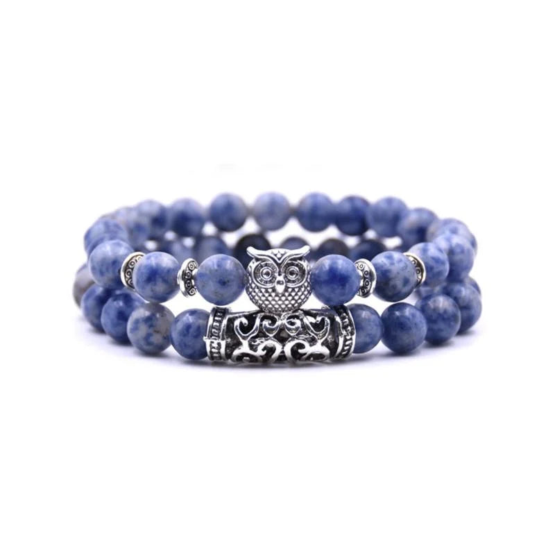 Boho Owl Beaded Stone Wristband