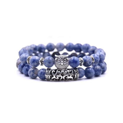 Boho Owl Beaded Stone Wristband