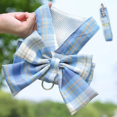 Cute Dog Harness with Adjustable Bow Tie