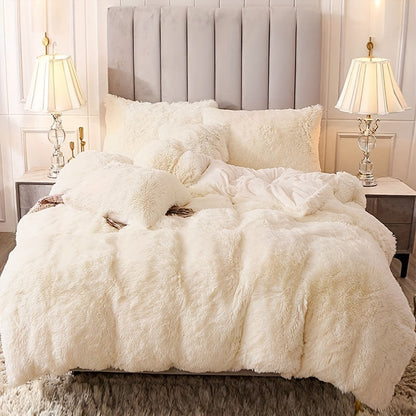 Cozy Fesara Plush Duvet Cover Set with Zipper