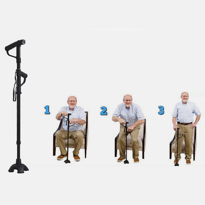 Foldable Walking Cane with LED Light and Grip Handle