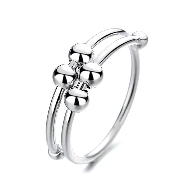 Calming Stress Relief Silver Tone Ring - Fesara