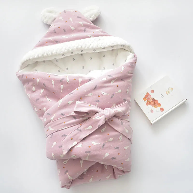 Soft Baby Sleep Blanket with Hood and Fleece Lining