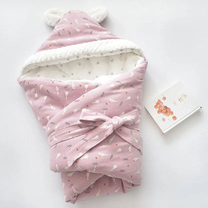 Soft Baby Sleep Blanket with Hood and Fleece Lining