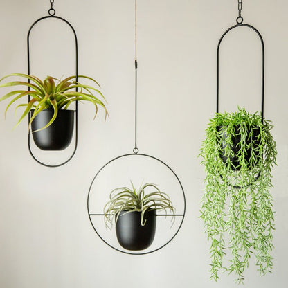 Stylish Metal Hanging Planter with Chain