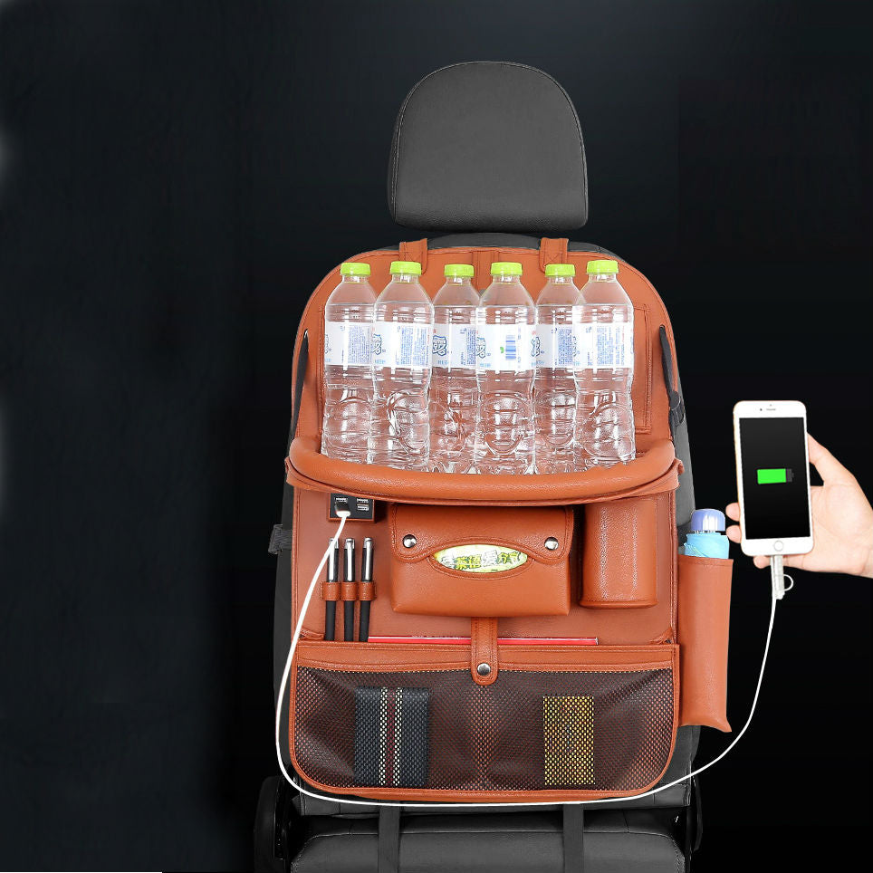 Car Backseat Organizer Storage Bag with USB Chargers