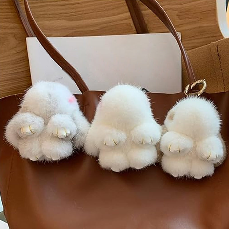 Cute Plush Bunny Pom Pom Keychain Box Set