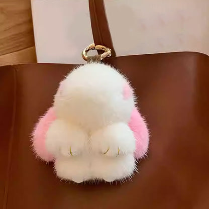 Adorable Plush Bunny Pom Pom Keychain Gift Set