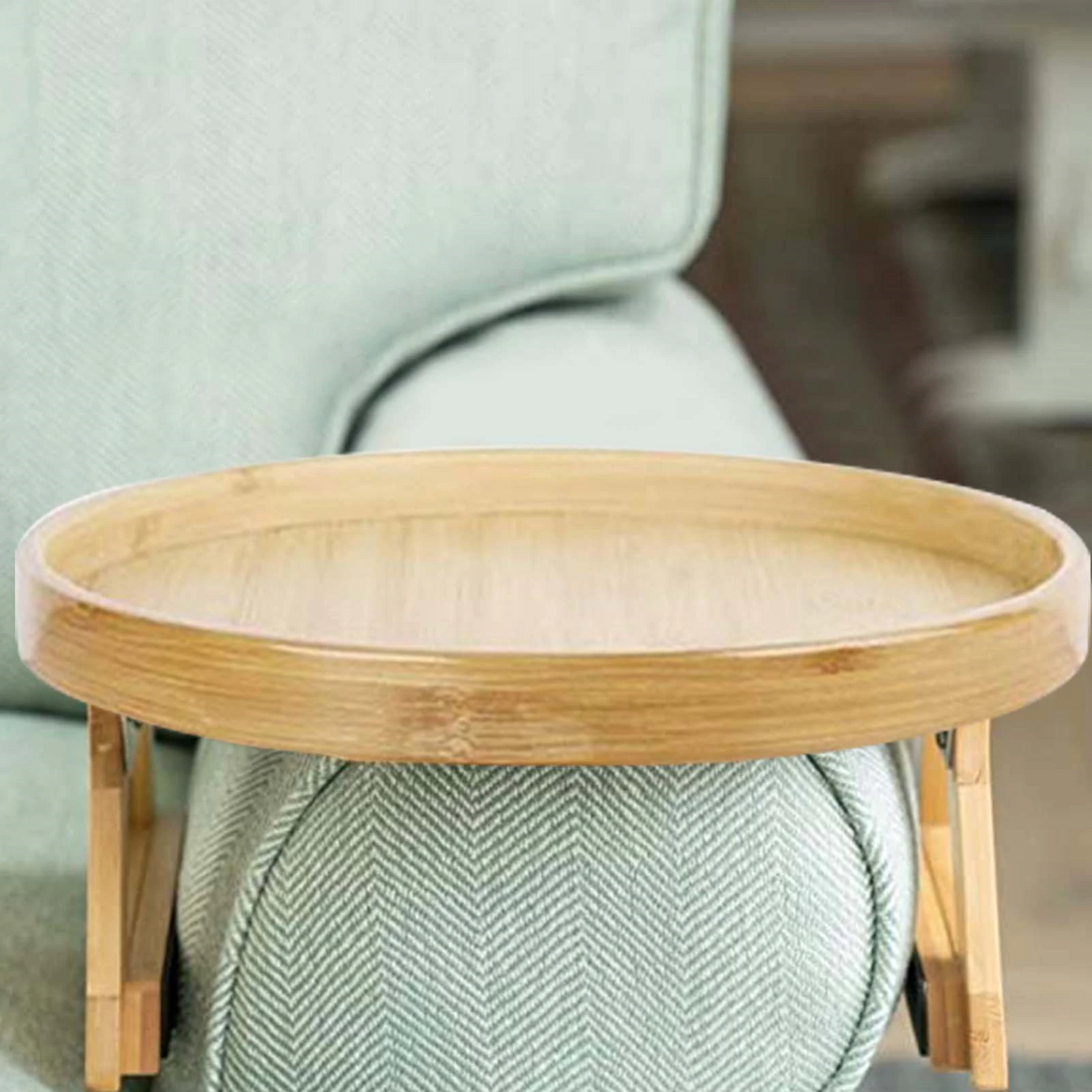 Natural Bamboo Sofa Tray Table Clip On