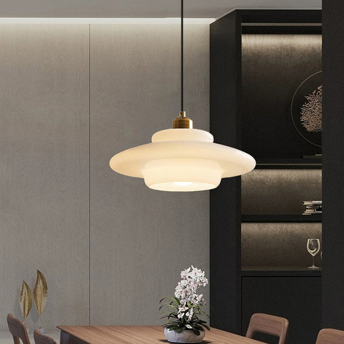 Elegant White Glass Drop Pendant
