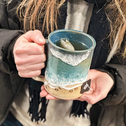 Beachy Paw Print Coastal Coffee Mug