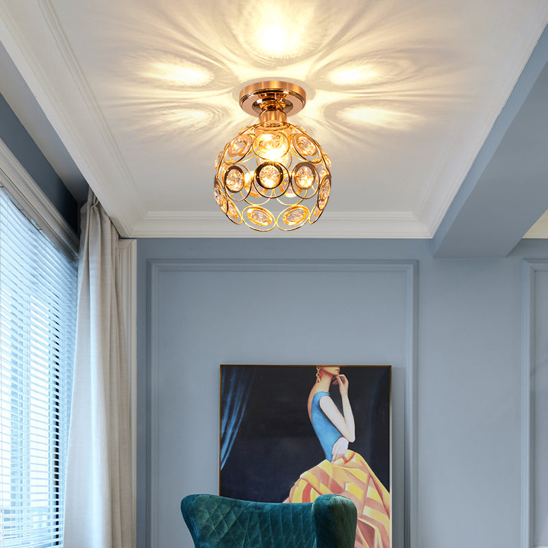 Elegant Crystal Glass Round LED Ceiling Light - Fesara
