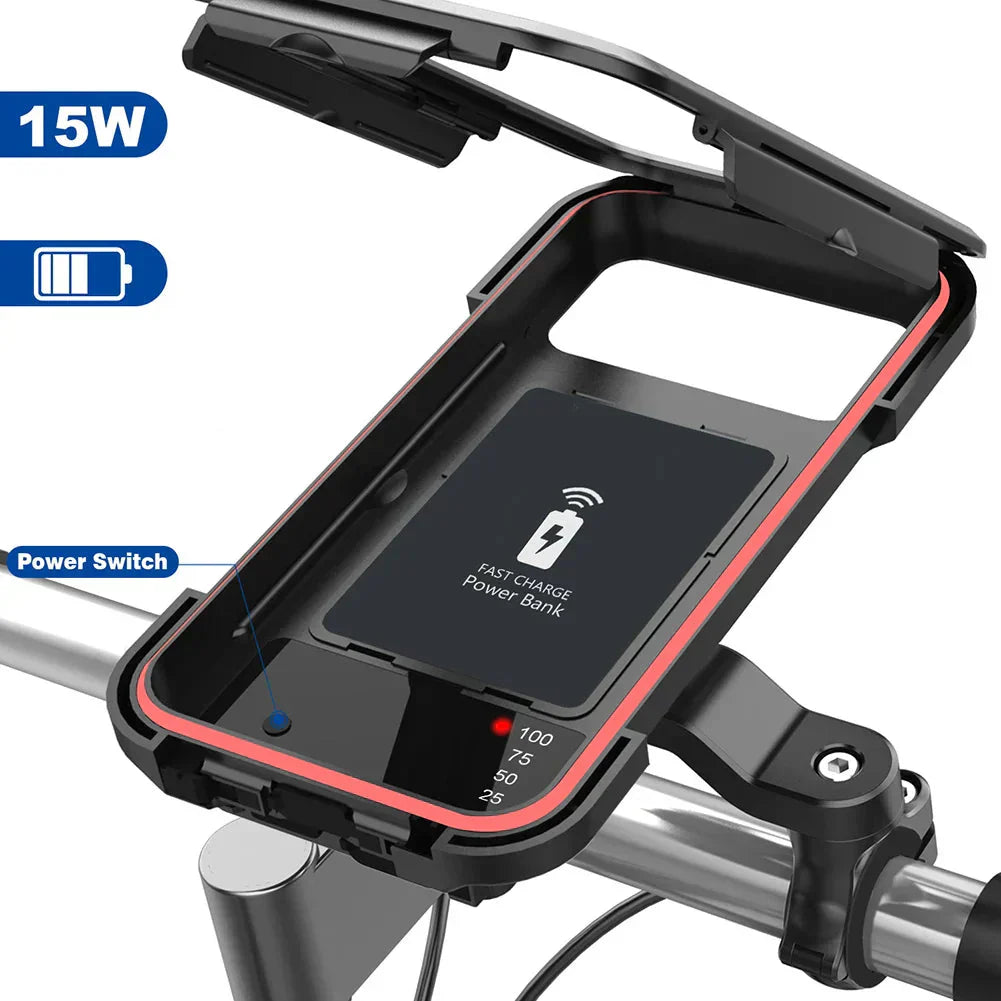 Waterproof Bicycle Phone Holder with Power Bank