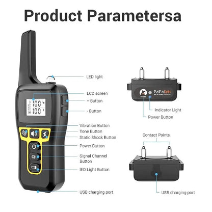 Long Range Dog Training Collar - Waterproof Rechargeable
