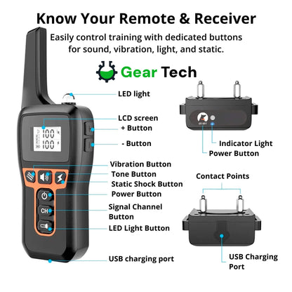 Waterproof Remote Dog Training Collar with 3 Functions