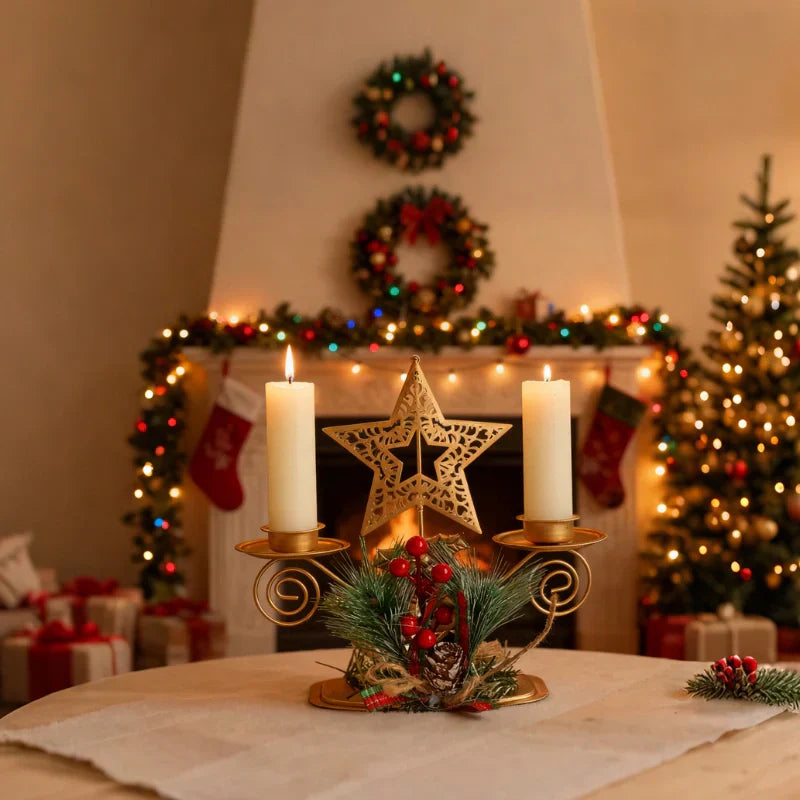 Winter Glow Metal Candle Holder