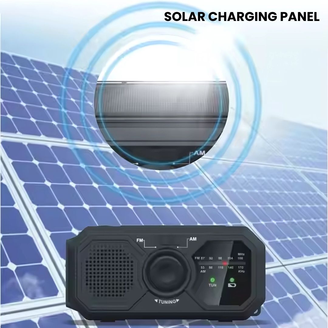 Compact Solar Hand Crank Emergency Radio
