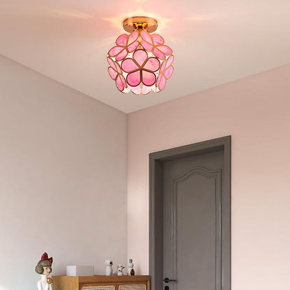 Elegant Glass Ceiling Lamp with Flower Design