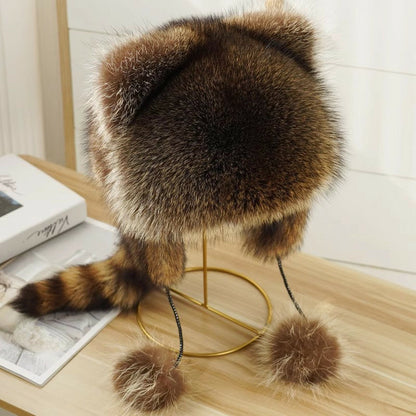 Adorable Faux Fur Raccoon Family Hat