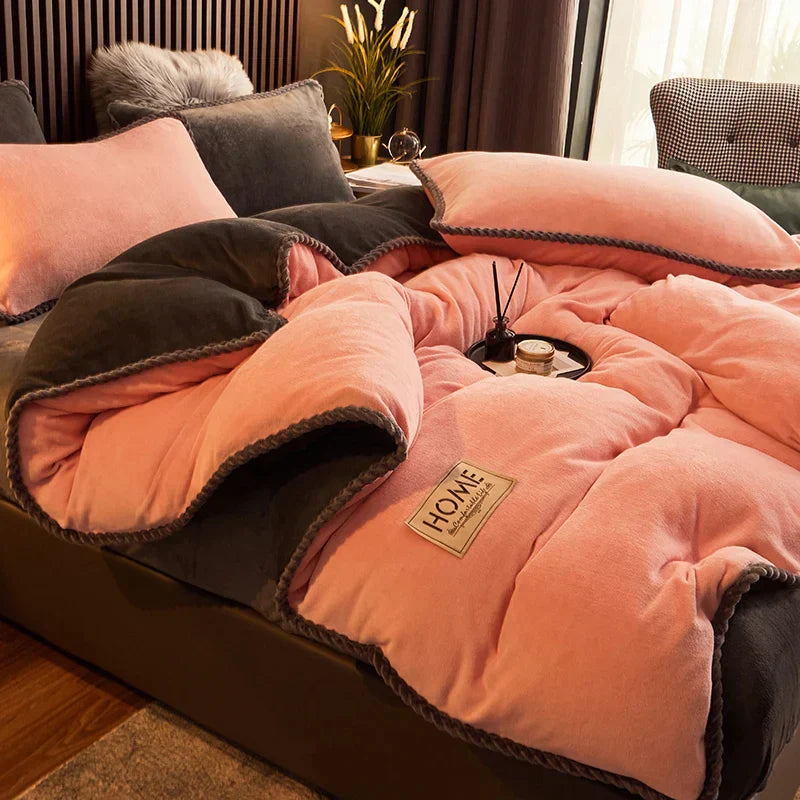 Soft Velvet Fleece Bedding Duvet Cover Set