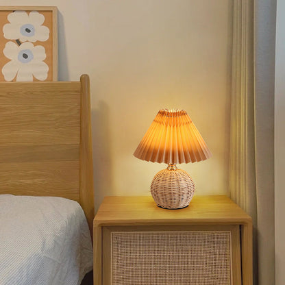 Natural Woven Shade Modern LED Desk Lamp