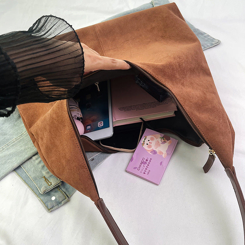 Luxurious Suede Crossbody Bag with Extra Storage