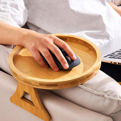 Rustic Wood Side Table for Sofa Armrest