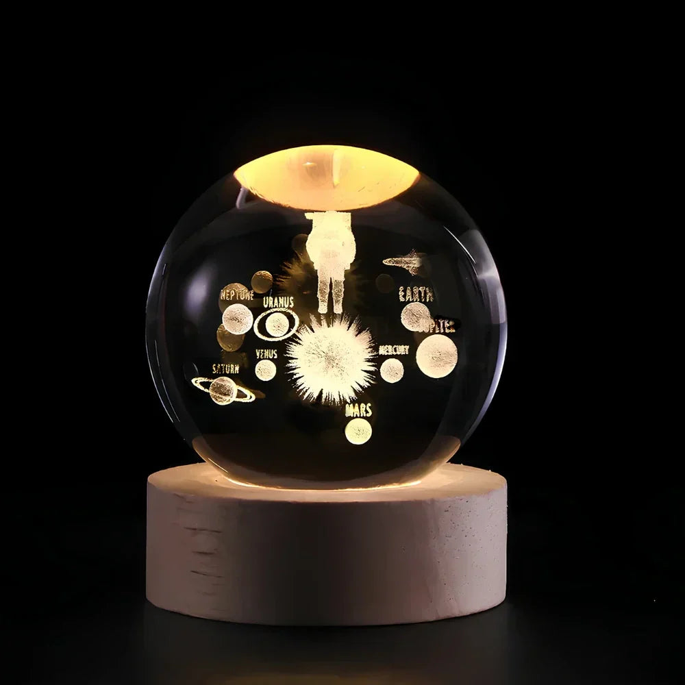 Unique 3D Carved Crystal Orb