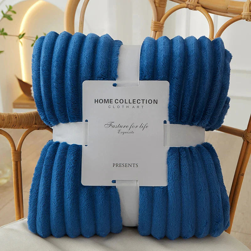 Soft Plush Striped Throw Blanket