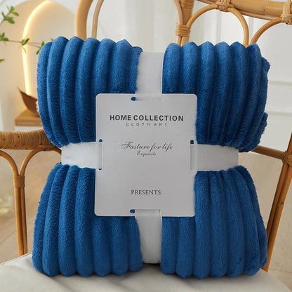 Soft Plush Striped Throw Blanket