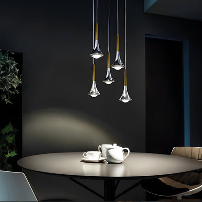 Modern Drop Pendant Lamp in Black, Gold, Chrome