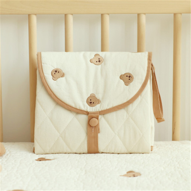 Portable Folding Baby Changing Pad with Cute Bear Design