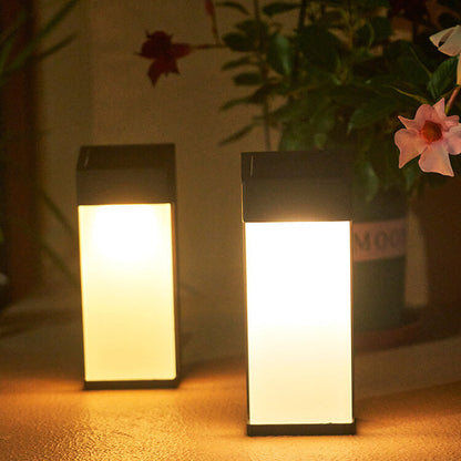 Contemporary White Glass Outdoor Solar Lamp