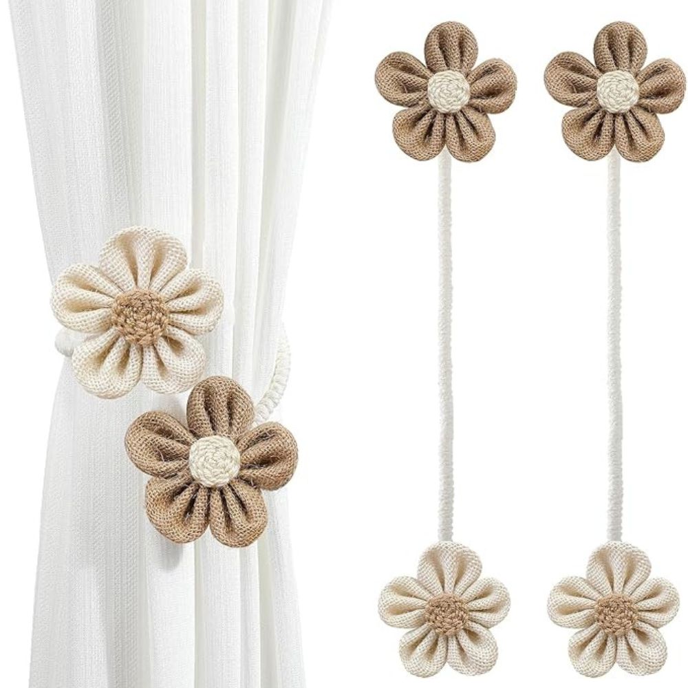 Elegant Floral Curtain Ties 2 Piece Set