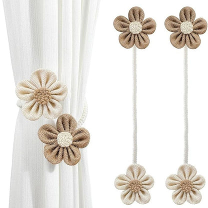 Elegant Floral Curtain Ties 2 Piece Set