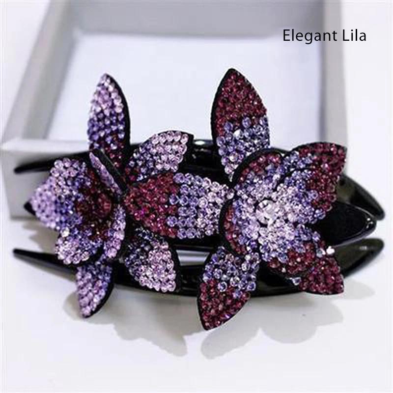 Sparkly Floral Double Hair Barrette