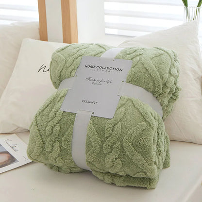 Plush Reversible Woolen Throw Blanket