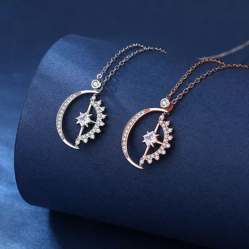 Celestial Moon Star Pendant Necklace